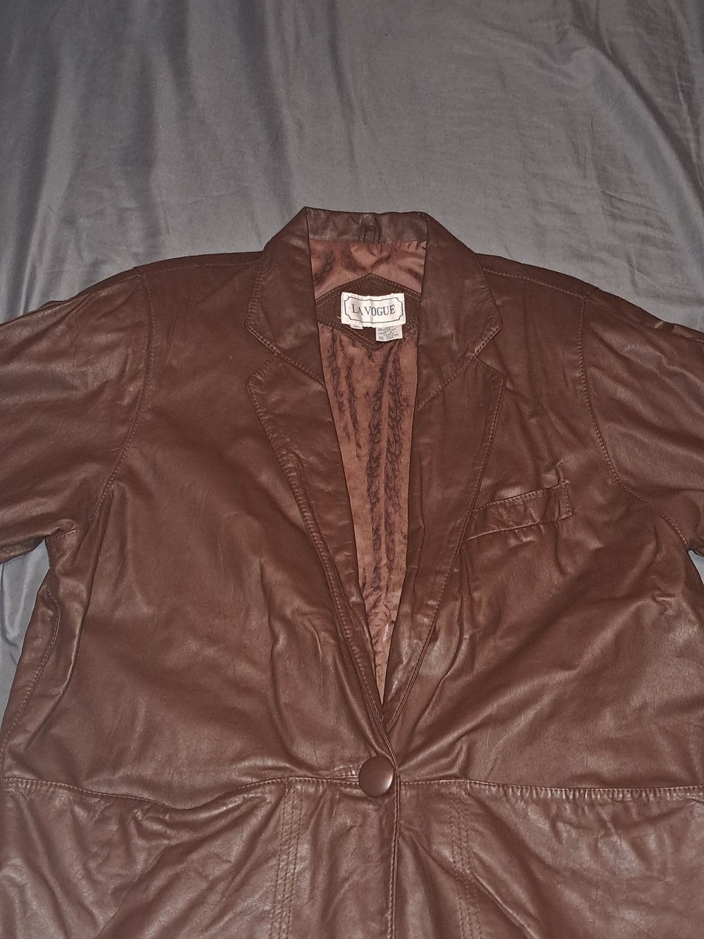 Vintage La Vogue Women's Brown Leather Blazer Jacket